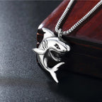 Silver Shark Pendant Necklace Stainless Steel