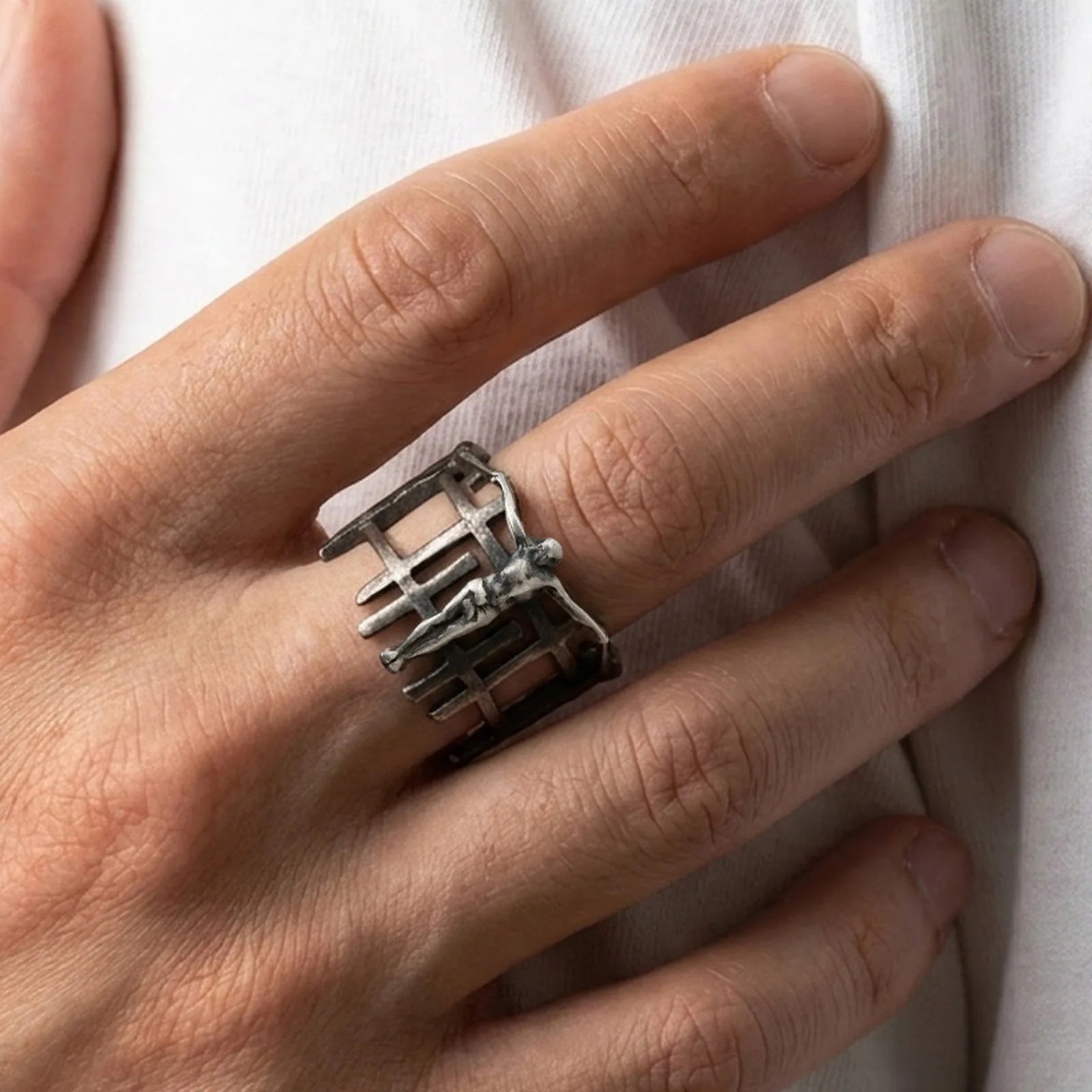 Men's Retro Jesus Cross Ring, Fashion Vintage Stainless Steel Ring for Men, Waterproof Punk Classic Religious Jewelry