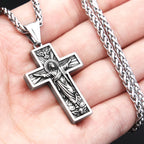 Vintage 316L Stainless Steel Cross Jesus Pendant Necklaces For Men Boys Punk Fashion Christian Amulet Jewelry Gifts Dropshipping