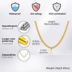 Vnox Men's Thick 5mm Wide Chain 26 Letters Pendant Necklace Punk Hip Hop Gold Color Jewelry On Neck Boys Cool Wear