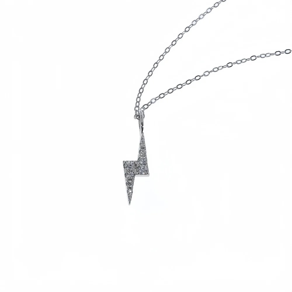 Hip Hop Men Zircon Stainless Steel Lightning Pendant Necklace Simple Punk Necklace For Women Retro Party Jewelry