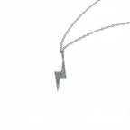 Hip Hop Men Zircon Stainless Steel Lightning Pendant Necklace Simple Punk Necklace For Women Retro Party Jewelry