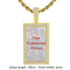 Iced Out Rectangle Photo Pendant Necklace