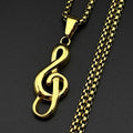 Musical Note Treble Clef Pendant Necklace For Women Men Stainless Steel Gold Color Hiphop Fashion Daily Wear Gift