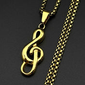 Musical Note Treble Clef Pendant Necklace — Gold
