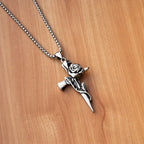Hip Hop Retro Rose Cross Titanium Steel Men's Necklace Vintage Alloy Steel Accessory Pendant Necklace Gifts