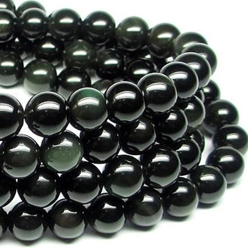 Buddha Rosary Black Bead Stretch Bracelet for Men and Women