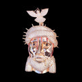 Hip Hop 5A+ CZ Stone Paved Bling Ice Out Pigeon Jesus Piece Pendants Necklaces for Men Rapper Jewelry Rose Gold Silver Color