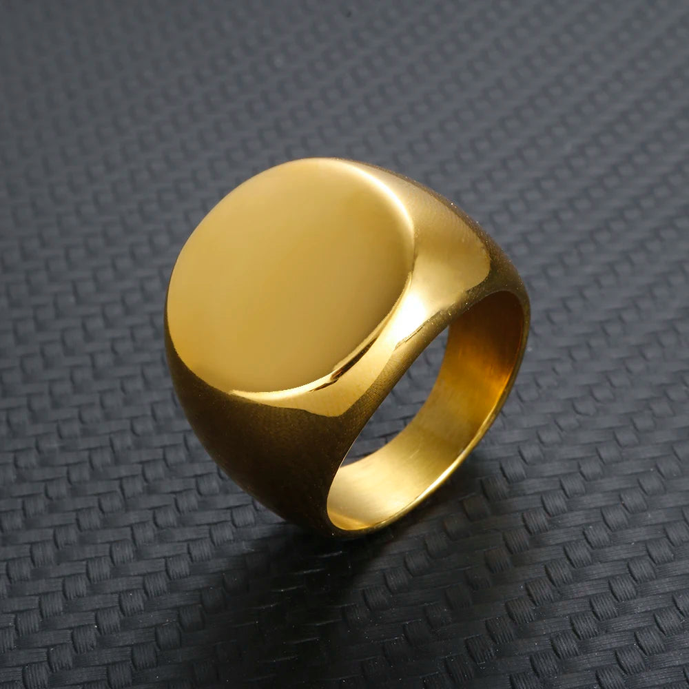 Stainless Steel High Polished Round Smooth Blank Signet Ring for Men Women Fast and Furious Ring Jewelry