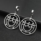 Baphomet Steel Earrings Sigeal Sigil Lucifer Dangle