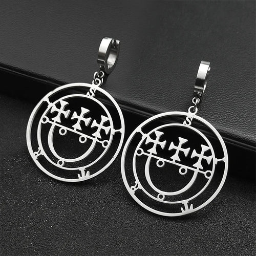 Baphomet Steel Earrings Sigeal Sigil Lucifer Dangle