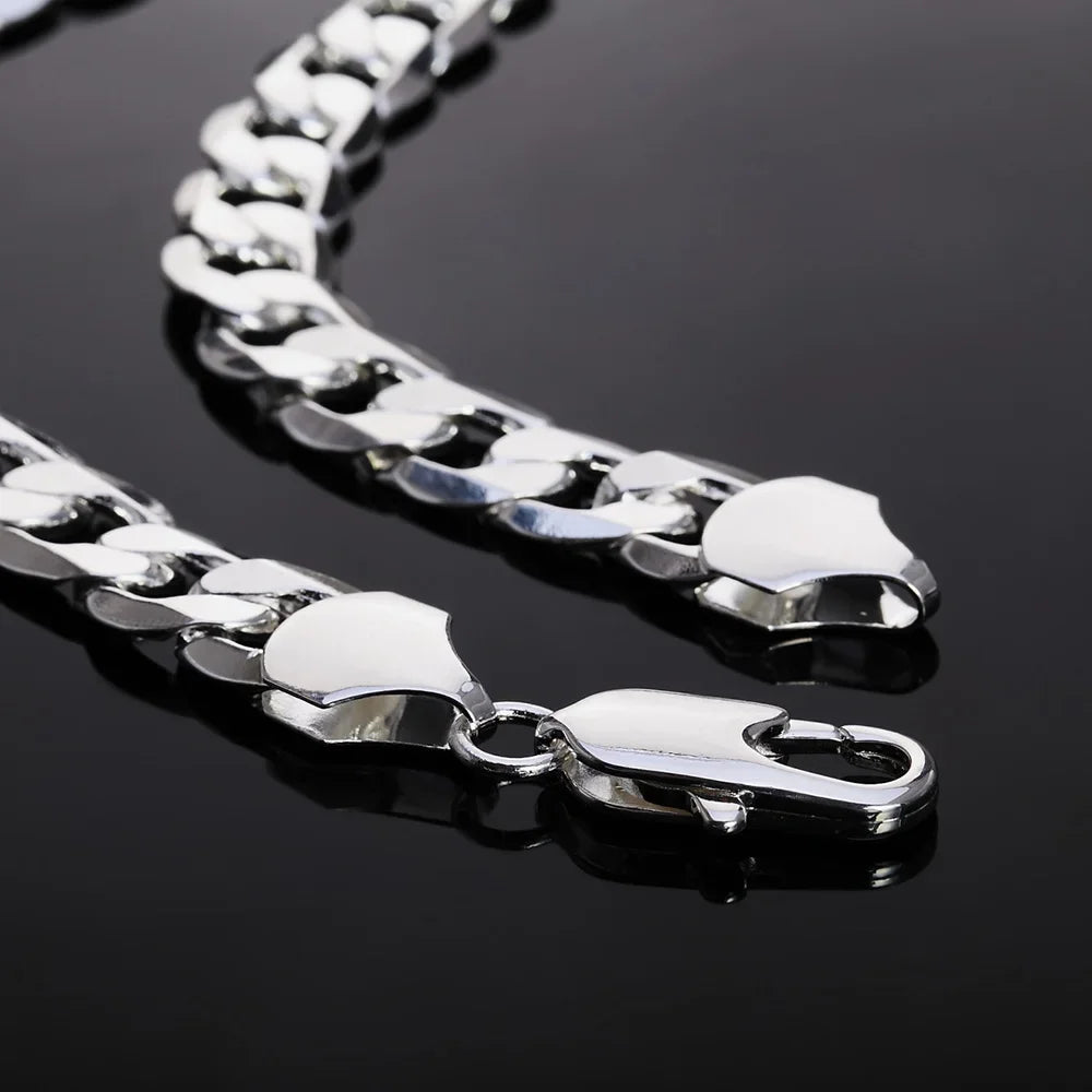 925 sterling Silver necklace for men classic 12MM chain 18-30 inch fine Fashion brand jewelry party wedding gifts Fast Ship