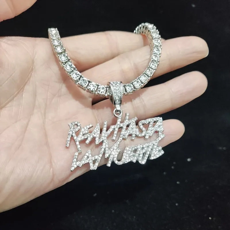 Men Women Hip Hop Letter Pendant Necklace 4mm Tennis chain Iced out Bling Bling Hiphop pendants Necklaces Fashion Charm