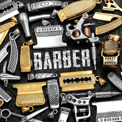 Barber Tools Pendant Necklace — Stainless Steel