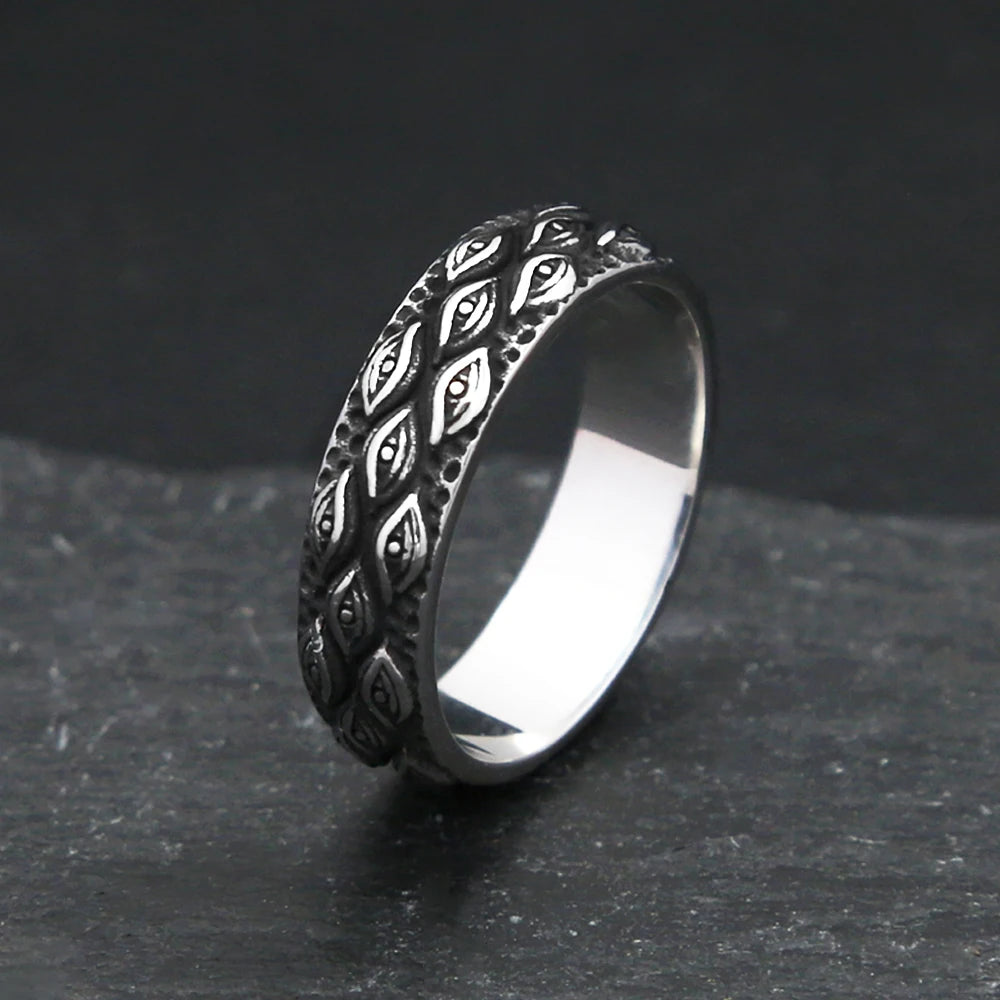 Evil Eye Steel Ring Vintage 316L Japanese Mythology