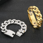 Waterproof 316l Stainless Steel Jewelry Bracelet for Man 24MM Width Curb Cuban Link Chain Men's Bracelets Fathers' Day