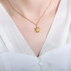 Gold Sun Stainless Steel Pendant Necklace