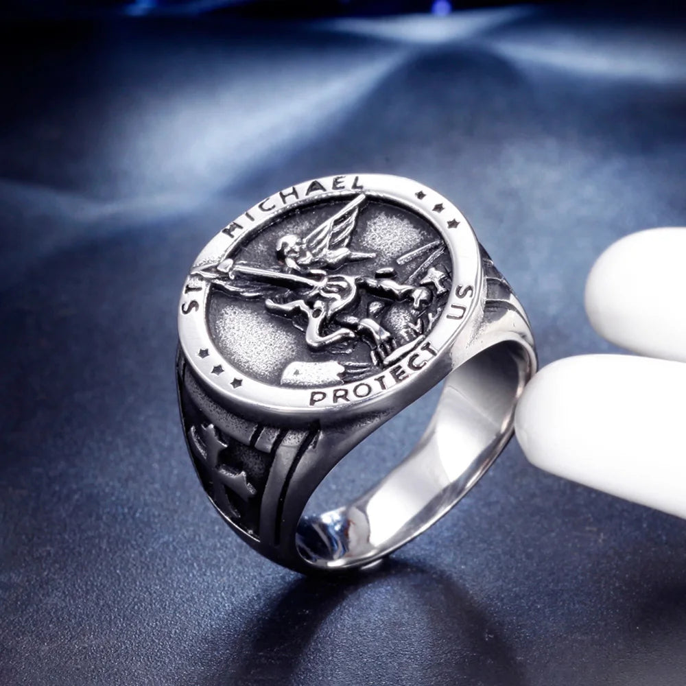 Angel Michael Ring — Stainless Steel