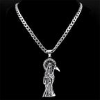 Santa Muerte Stainless Steel Pendant Necklace