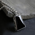 Geometric Retro Pendant Necklace — Two-Tone Chain, 45cm