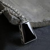 Geometric Retro Pendant Necklace — Two-Tone Chain, 45cm