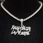 Men Women Hip Hop Letter Pendant Necklace 4mm Tennis chain Iced out Bling Bling Hiphop pendants Necklaces Fashion Charm