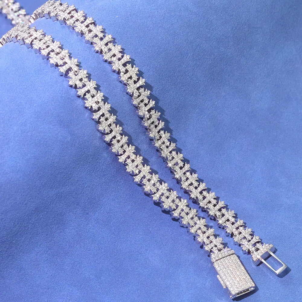 Iced Out Cross Chain Necklace Stainless Steel CZ