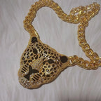 Iced Out Leopard Head Cuban Pendant — Gold