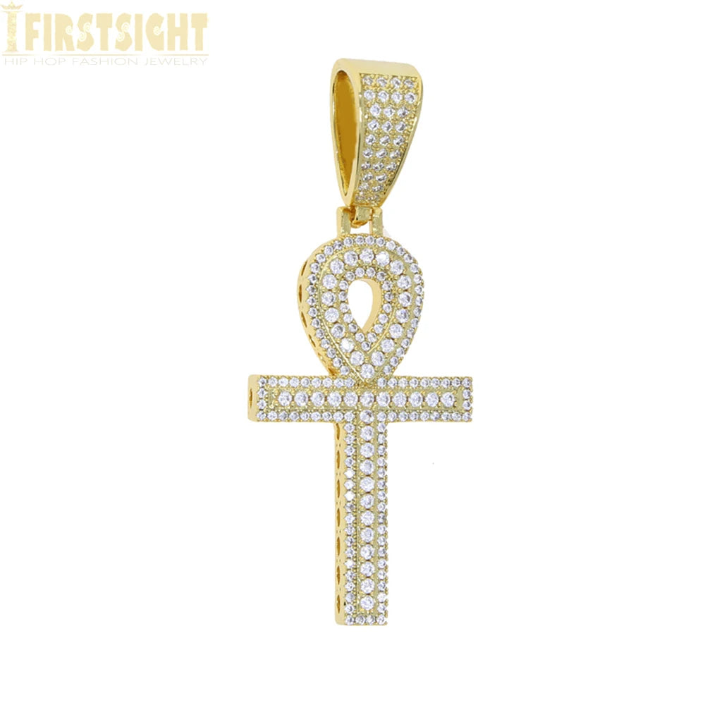 2025 New Hip Hop Cross Pendant Necklace Gold Color Iced Out Bling CZ Cubic Zirconia Variety Designs Charm Men Women Jewelry
