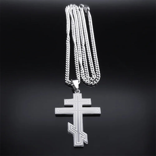 Cross Orthodox Pendant Necklace — Stainless Steel