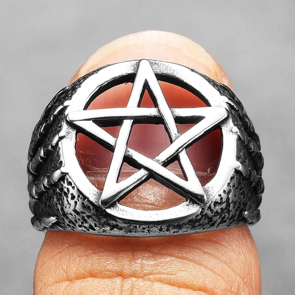 Pentagram Skull Ring — Stainless Steel