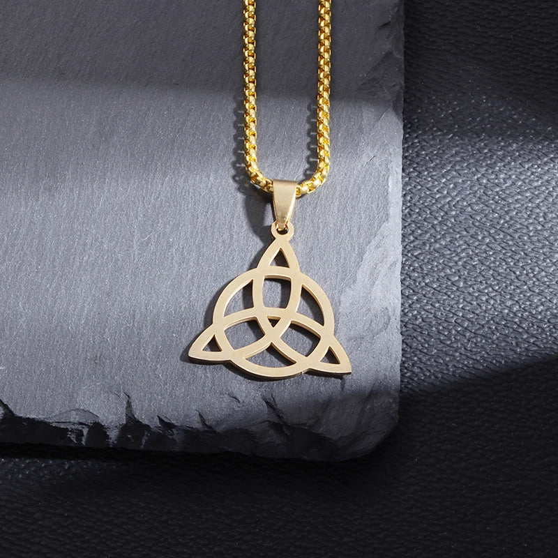 Celtic Witch Knot Pendant Necklace — Steel