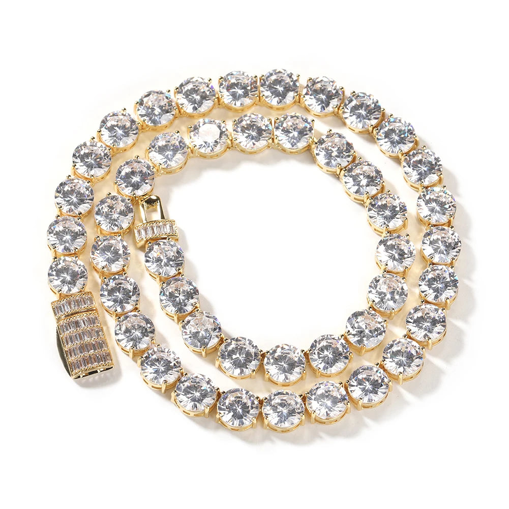 UWIN Iced Cubic Zircon Tennis Chain Necklace for Men 10mm Tennis Necklace with Baguettecz Spring Clasp Fashion Jewelry