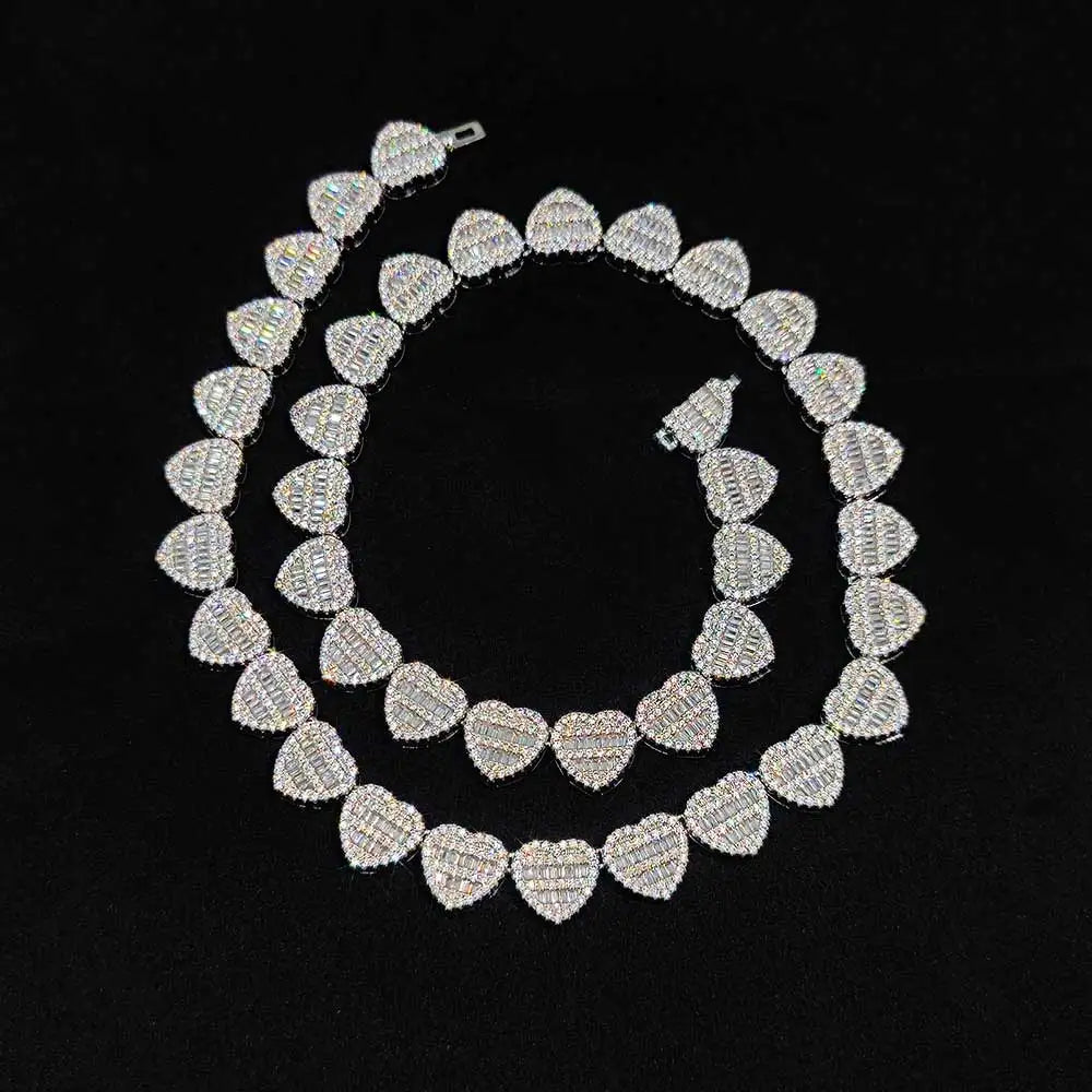 Iced Out Heart Necklace Stainless Steel 12MM