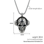 Skull Headphone Pendant Necklace Stainless Steel