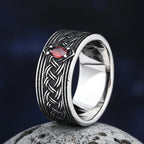 316L Stainless Steel Viking Knot Ring With Red Men Vintage Nordic Viking Totem Odin Men Rings Jewelry Party Gift