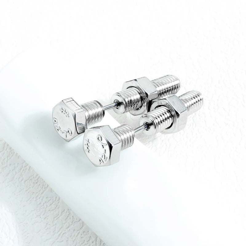Gothic Nail Screw Piercing Stud Earrings — Stainless Steel