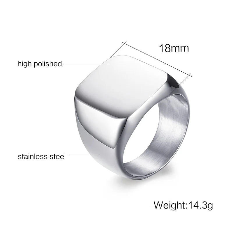 Alphabet Signet Ring — Stainless Steel