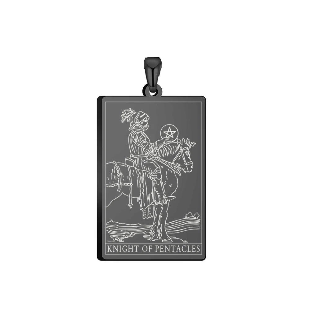 Dawapara Pentacles Tarot Card Pendant for Necklace Stainless Steel Golden Black Jewelry Accessories Charms Pendants