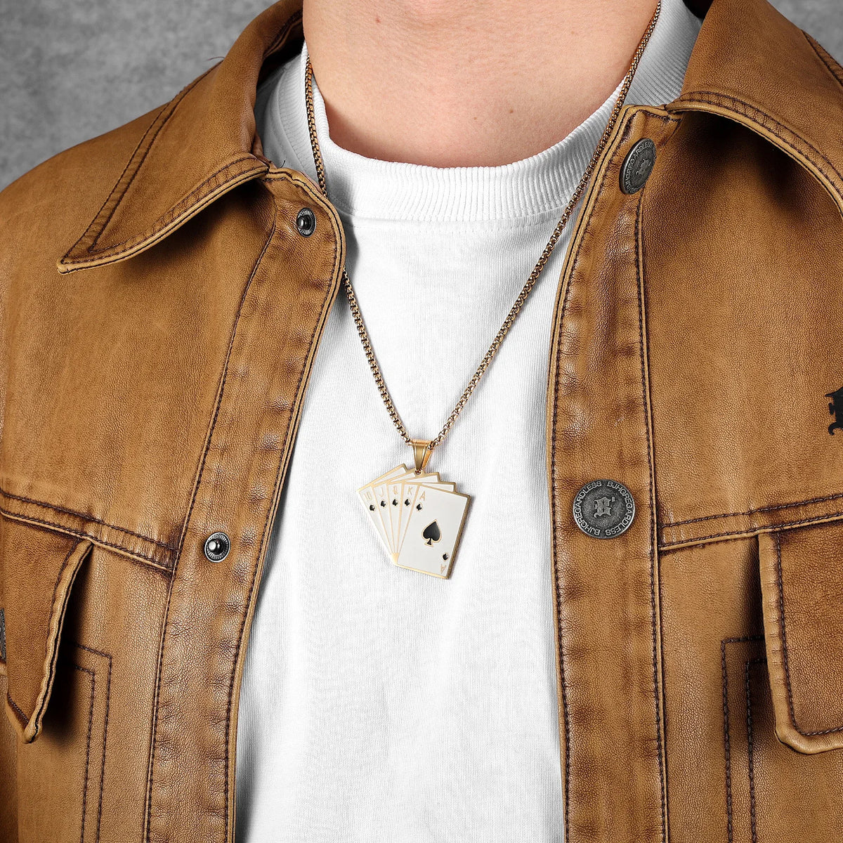 Lucky Poker Flush Pendant Necklace — Stainless Steel