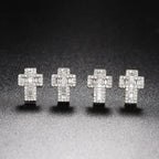 Luxury Punk Cross Earrings for Men Iced Out Zirconia Hiphop Stud Earring Gold Color Women's Accessories Fashion Jewellery
