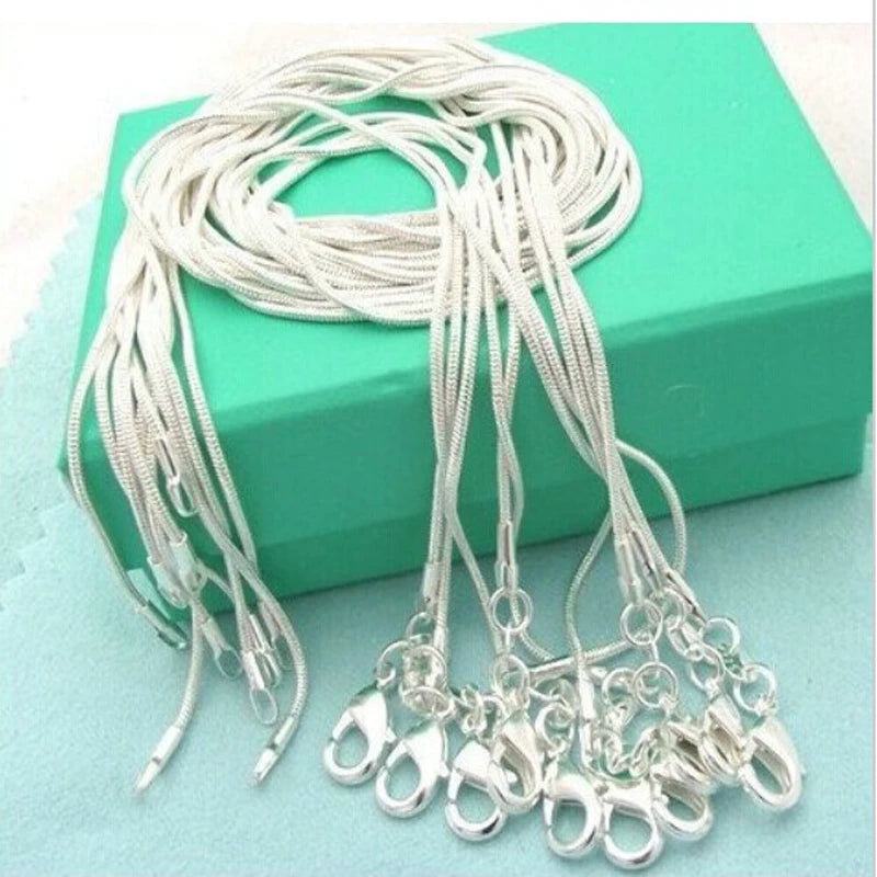 Silver-Tone Snake Chain Necklace — 1.2mm 80cm