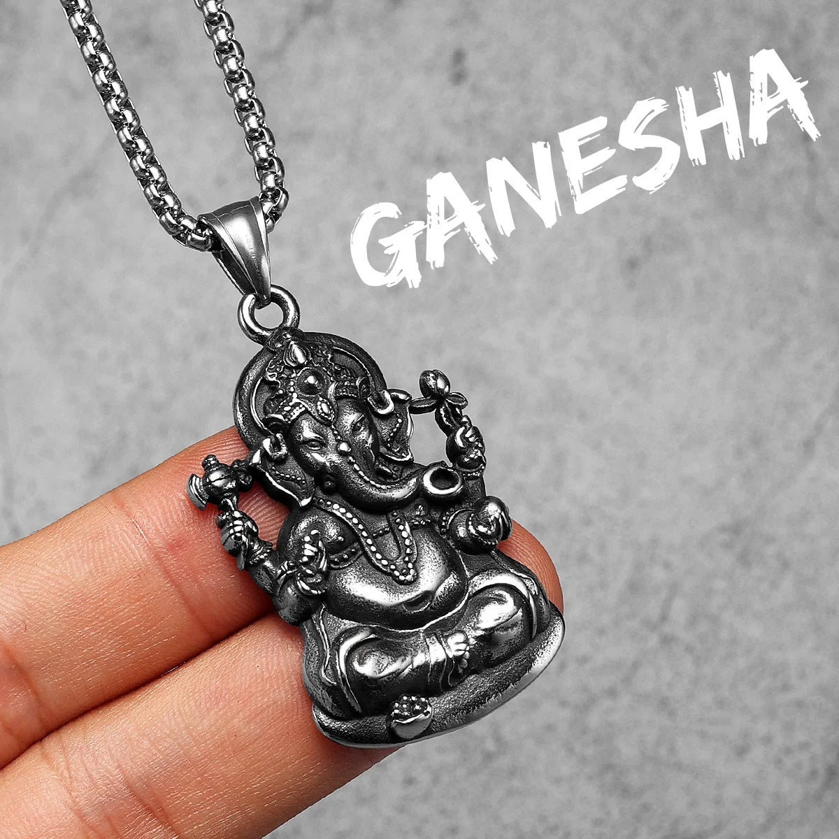 Ganesha Pendant Necklace — Stainless Steel