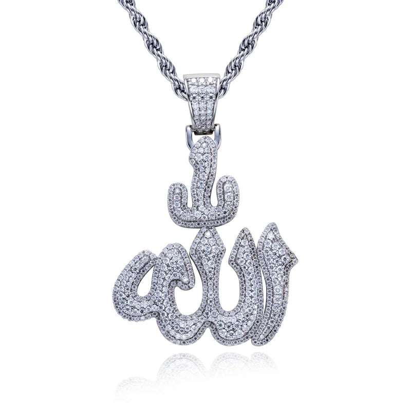 Iced Out Allah Pendant — 925 Silver