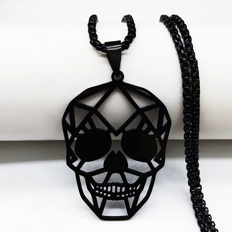 Goth Cool Skull Neck Pendant Stainless Steel Chain Necklace Hip Hop Rock Necklaces Jewelry acero inoxidable joyeria
