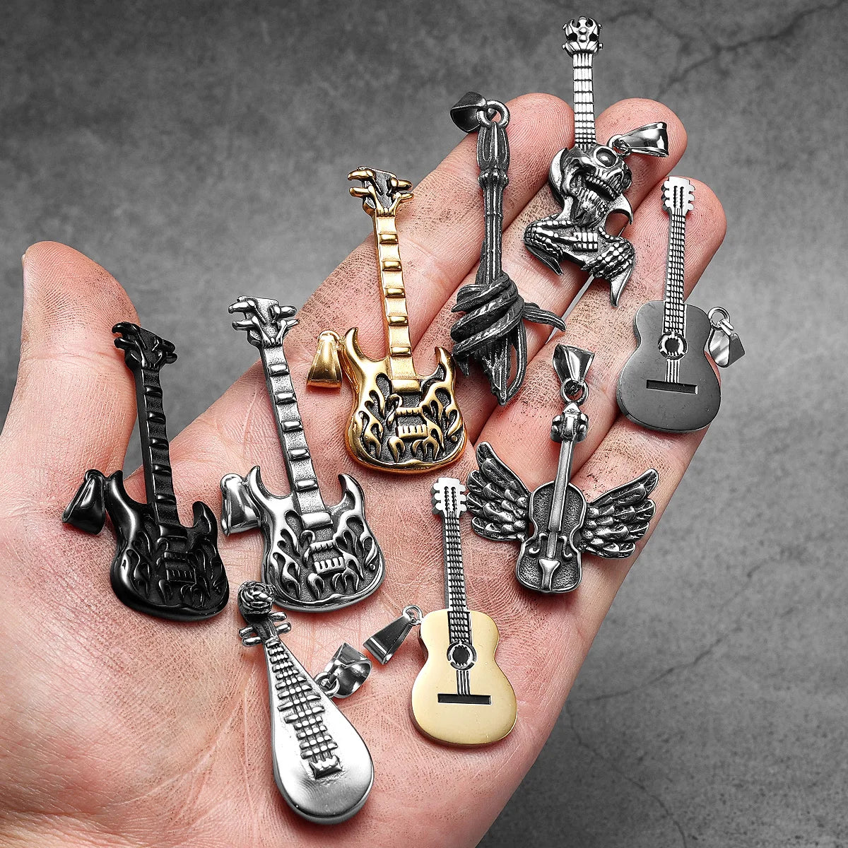 Guitar Tape Pendant Necklace Stainless Steel