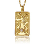 22 Style Classic Tarot Card Pendant Necklace Double Sided Zircon Tarot Necklace Major Arcana Empress Sun Star Sign