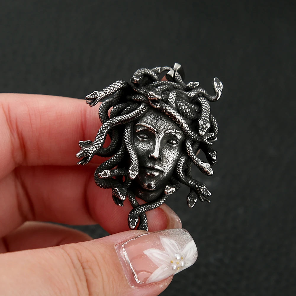 Gothic Medusa Snake Pendant — Stainless Steel