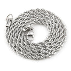 Silver Color 3mm Stainless Steel Necklace Men Twist Chain Basic Chain Hip Hop Jewelry Trend Accessories