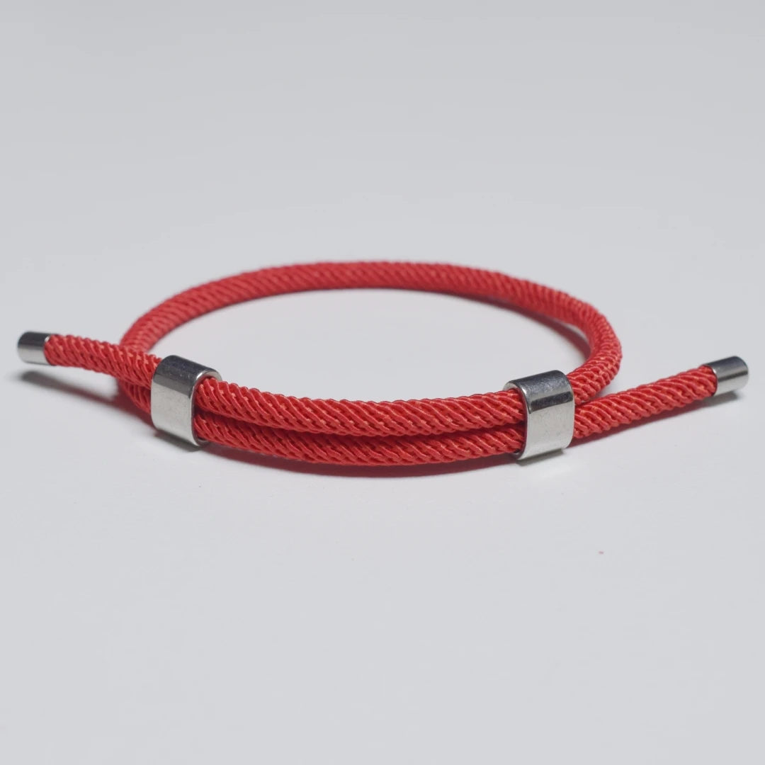 Adjustable Woven Cord Bracelet — Stainless Steel Sliding Clasp